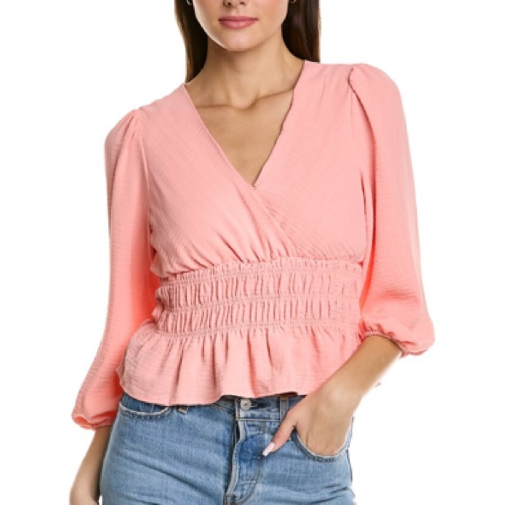 BCBG ❤️🔥 SURPLICE SEERSUCKER TOP NWT SIZE LARGE